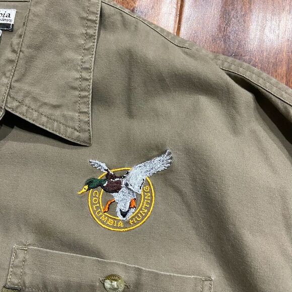 Columbia Outdoors Vintage Duck Hunting Briarshun Brown Green Shirt Mens Large - Picture 4 of 9